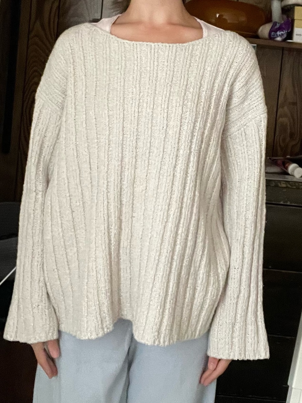ASOS Cream Ribbed Scoop-Neck Sweater - Picture 7 of 9